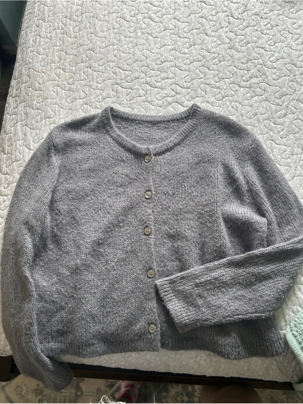 Soft Knit Women's Cashmere Cardigan Sweater - Gray/Blue